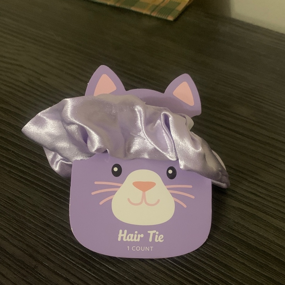 Purple Cat Hair Tie with Satin Scrunchie new